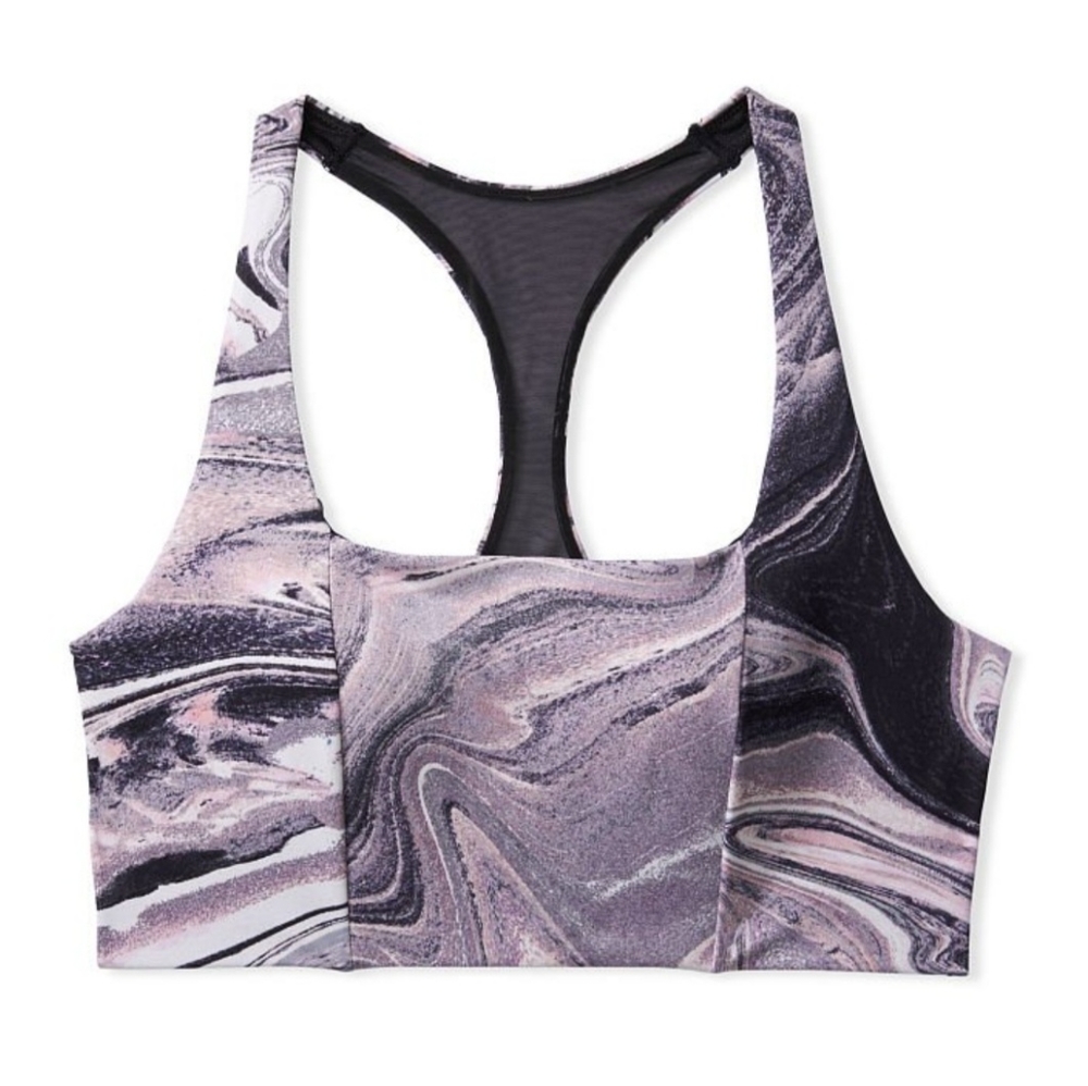 VICTORIA’S SECRET Racerback Sport Bra, Onyx Marble, Size 34B, NEW